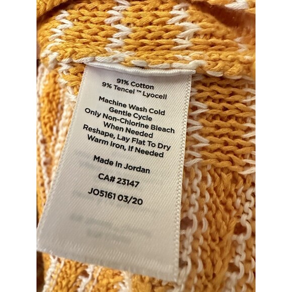 NEW Talbots Womens Size Small Gold & White Striped Open Knit Mixed Yarn Sweater - Picture 7 of 7